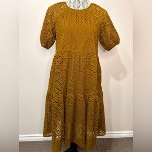 Everlane below knee mesh fully lined brown dress